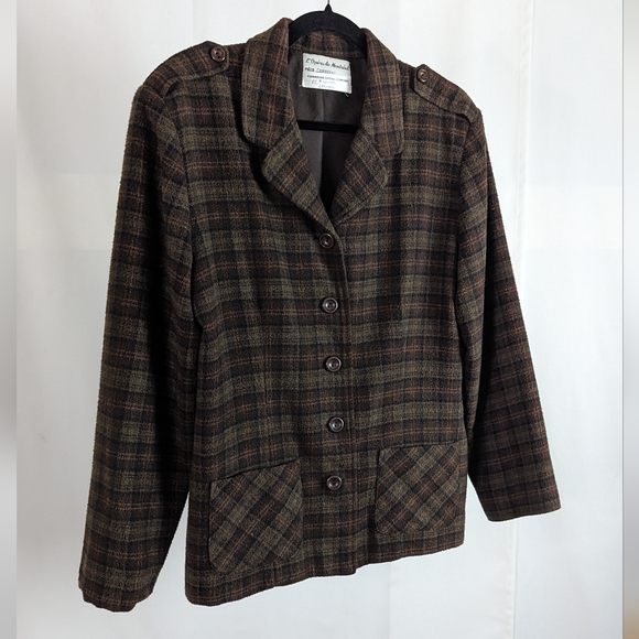 Canadian Opera Company brown plaid sweater jacket - Picture 4 of 9